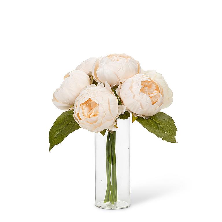 Full Peony Bunch-Ivory/Peach-10"H