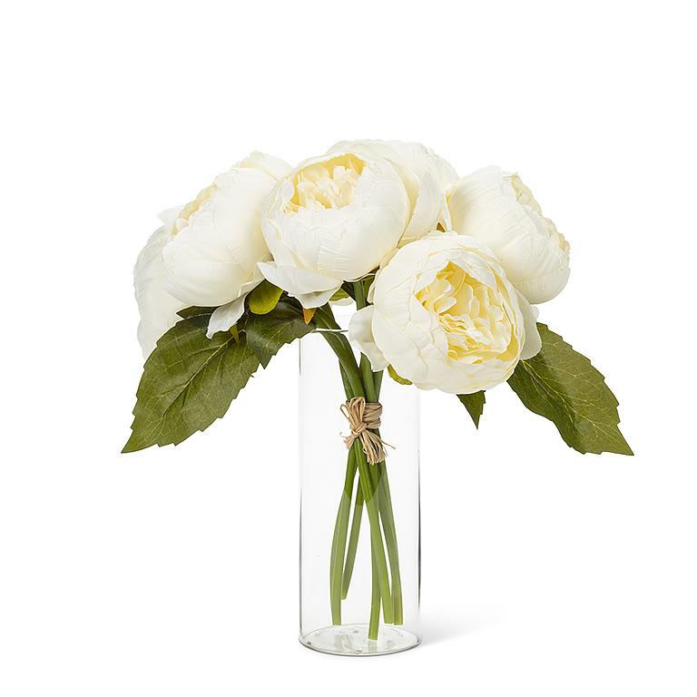 Full Peony Bunch-white-10"H