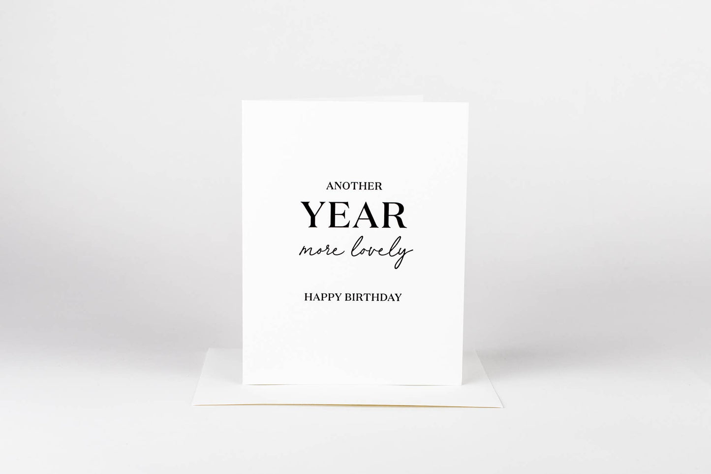 One Year More Lovely - Black Letterpress Birthday Card