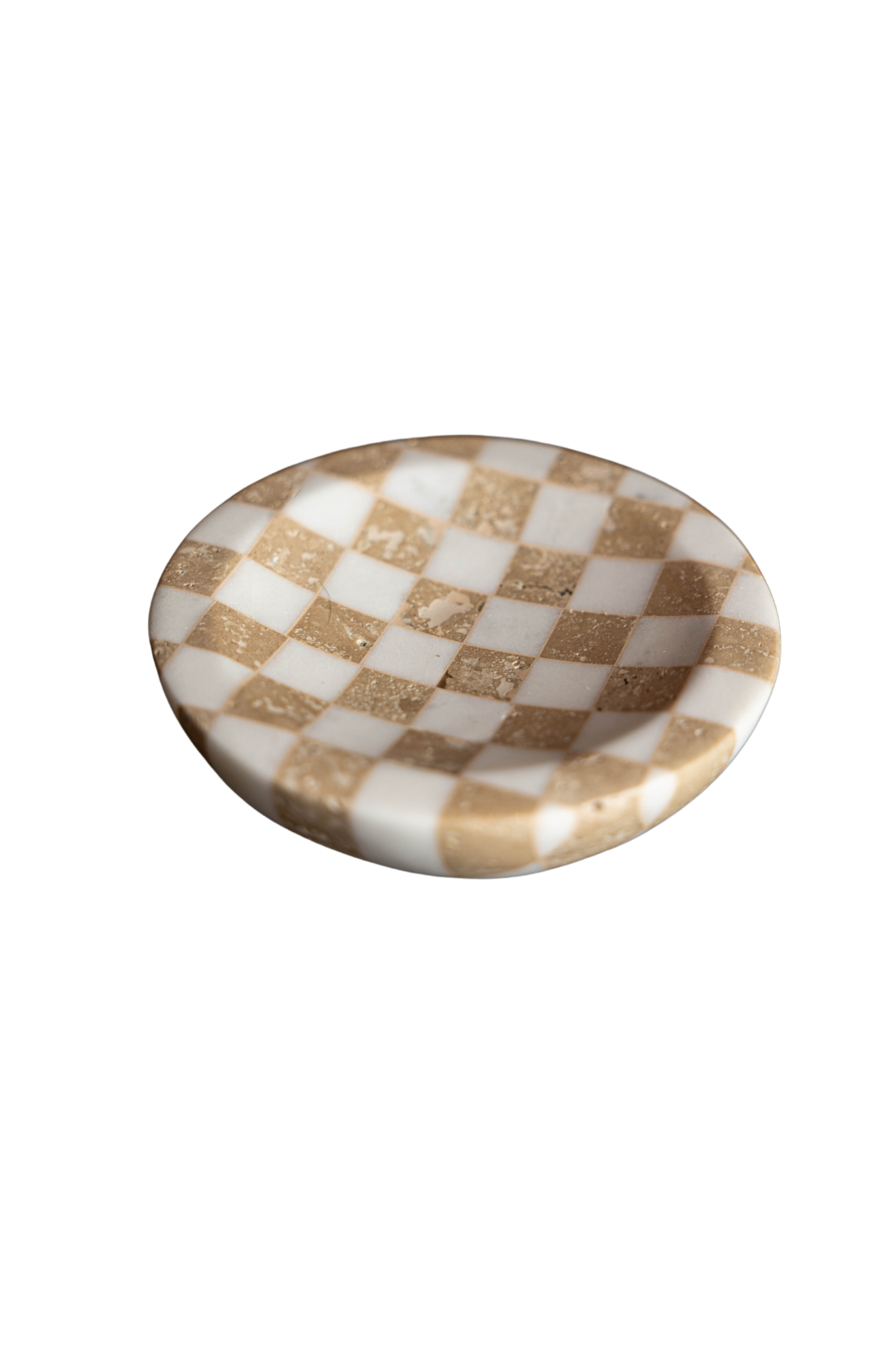 Checkered Travertine & Marble Soap Dish