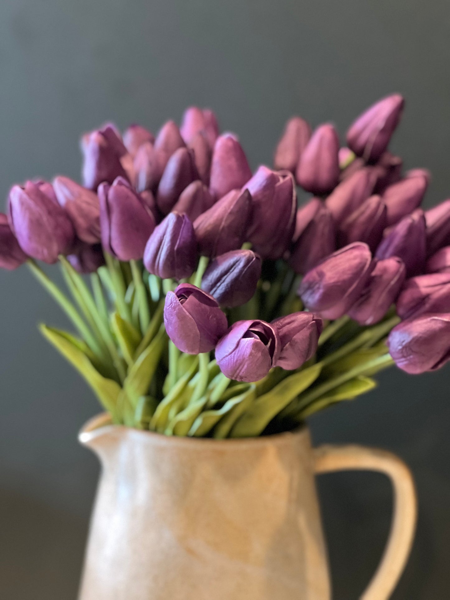 Real Touch 14" Dozen mini Tulip Bunch Purple