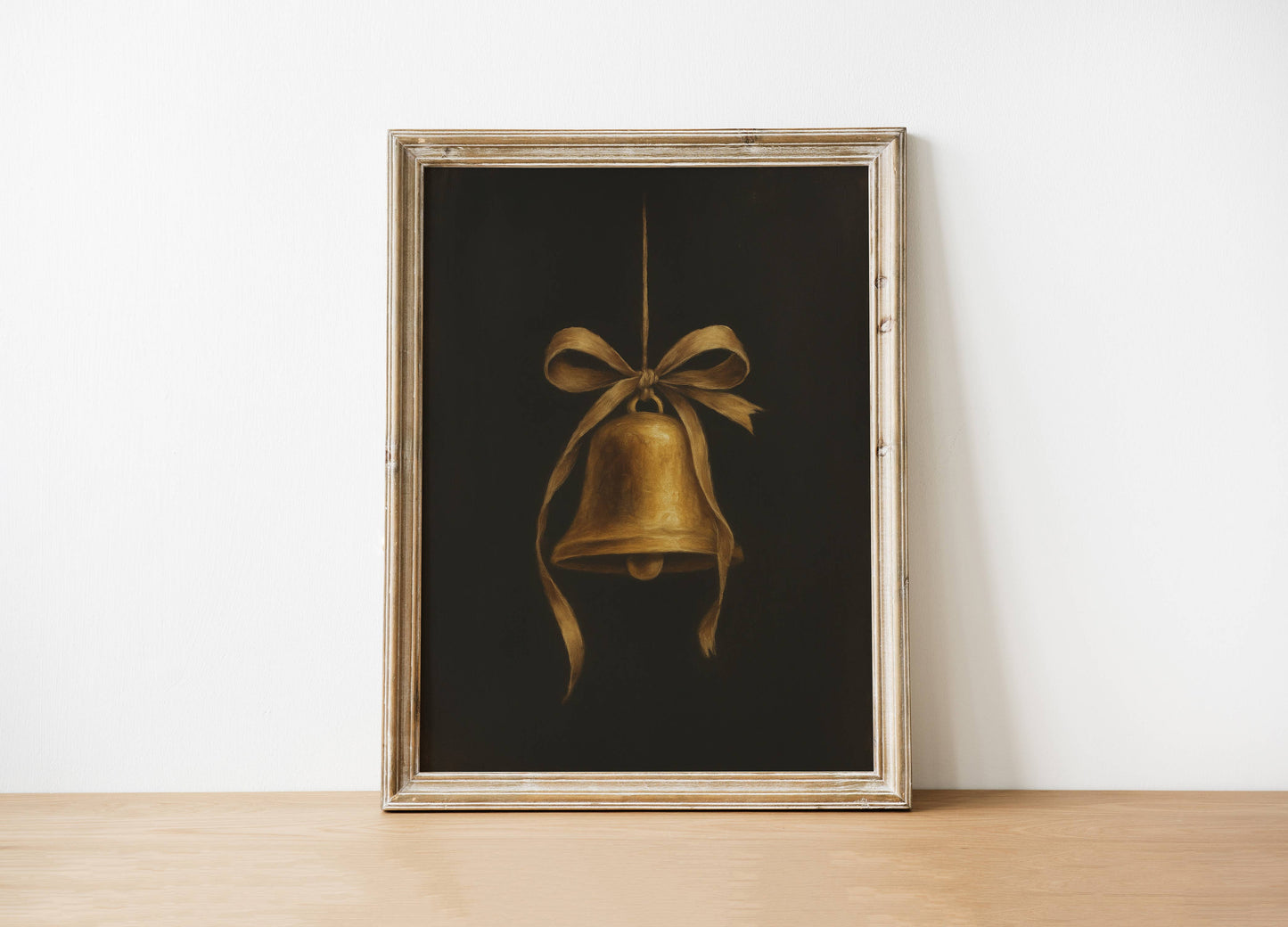 Gold Bell Holiday Art Print 8x10in