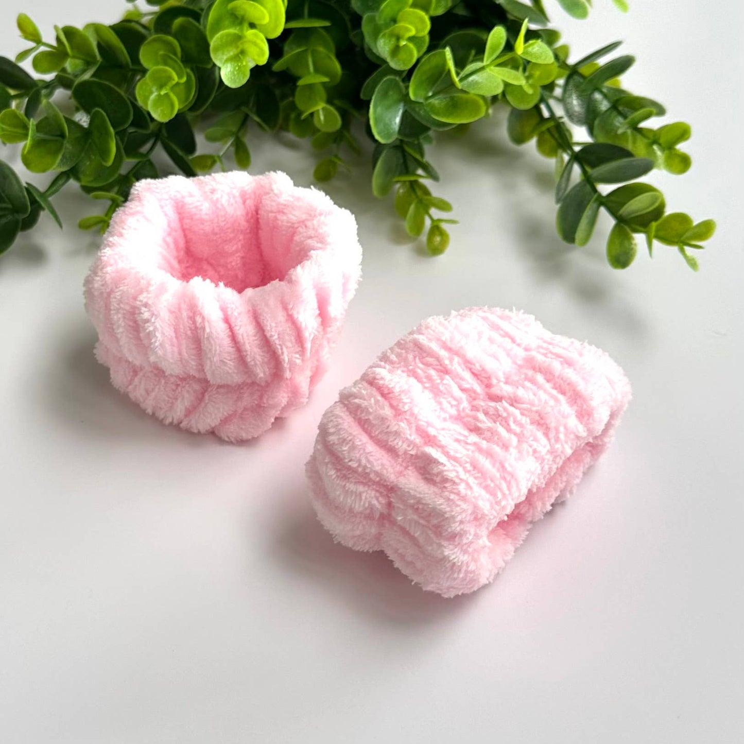 Spa Bow Headband & Wrist Bands- Pink