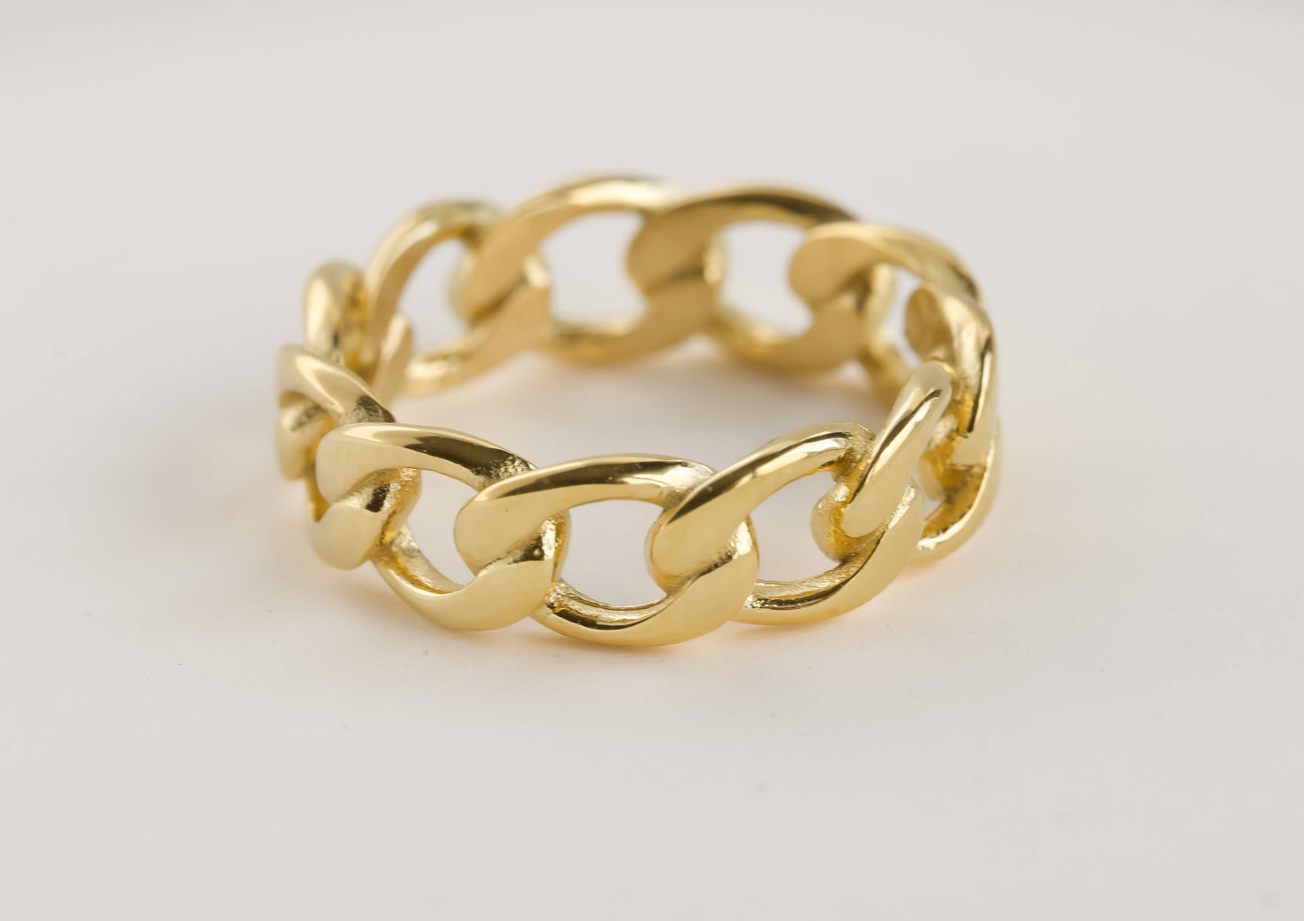 Gold Curb Link Ring Sz 7