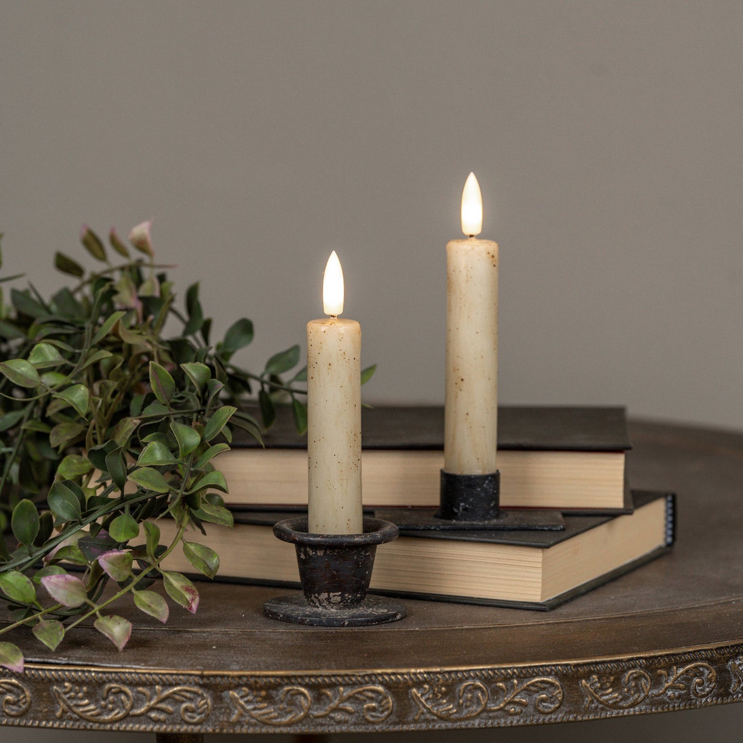 3D FLAME CREAM TAPER CANDLE SET