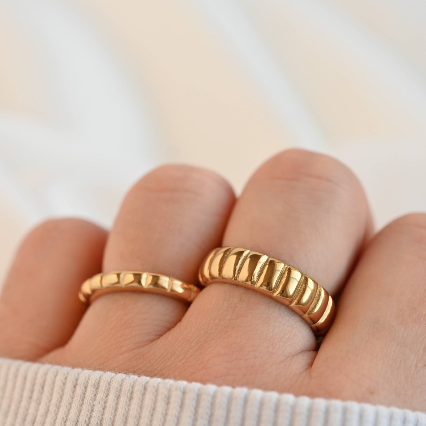 Slim Gold Puffed Ring Sz 8