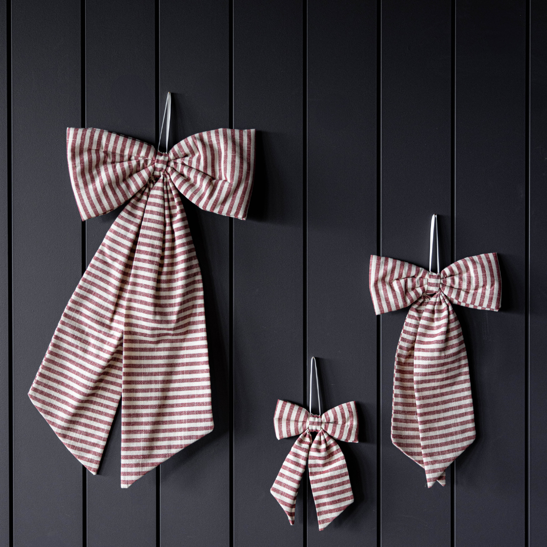 Striped Cranberry Bow Small