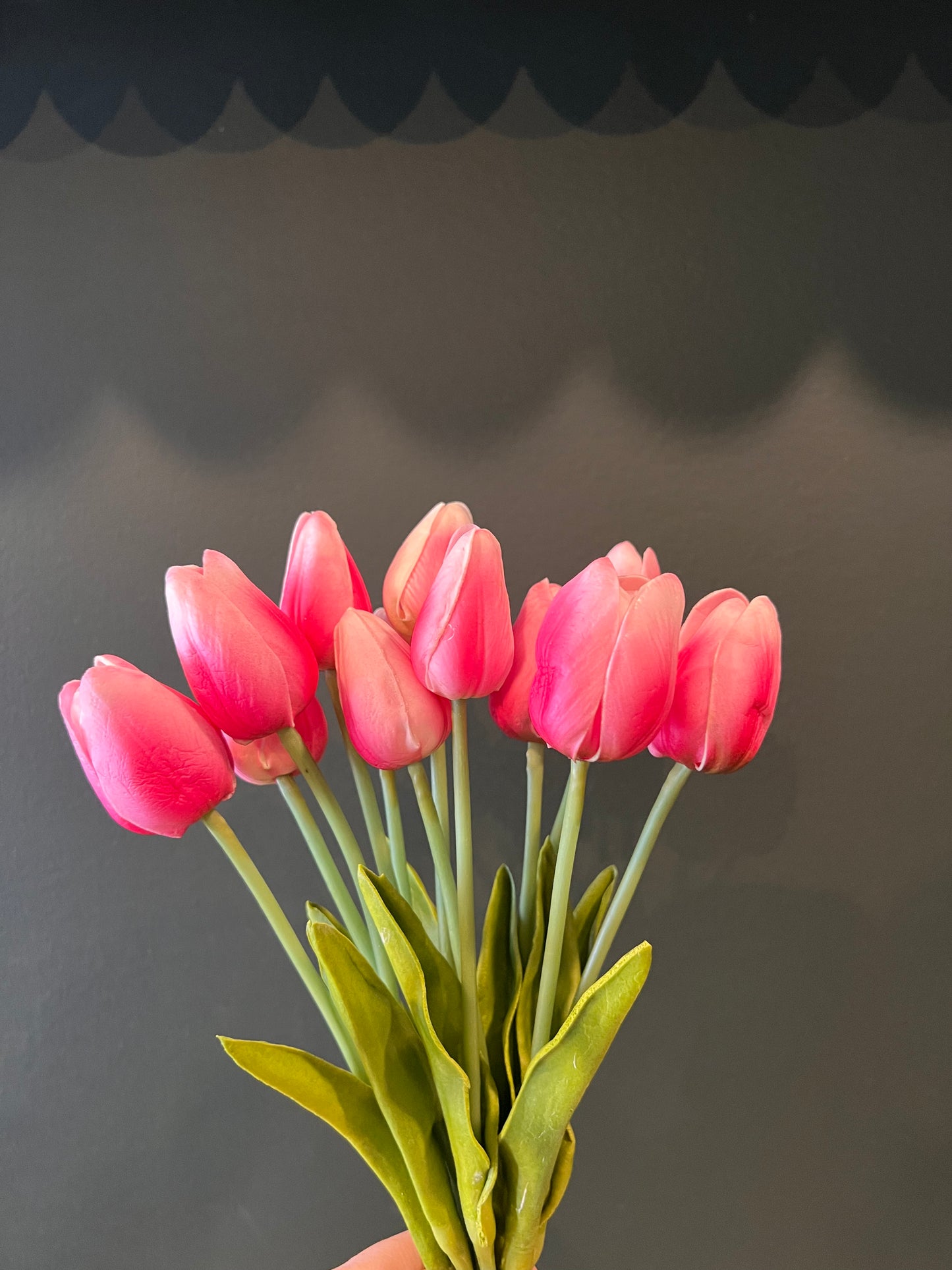 Real Touch 14" Dozen mini Tulip Bunch Bright Pink