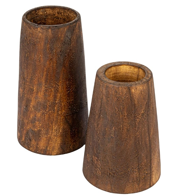 Round Reclaimed Wood Vases 5" Round x 9"H