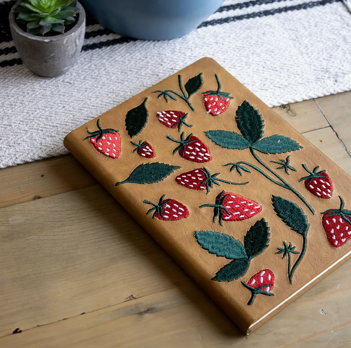 Berry embroidered journal