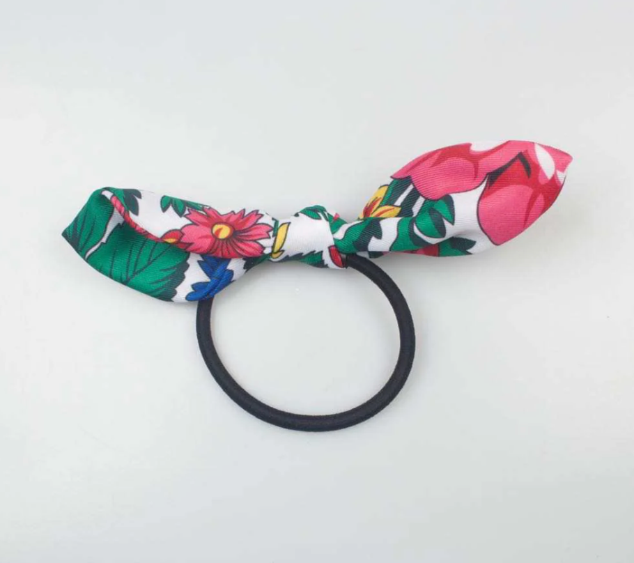 White Kokom Bow Hair Tie