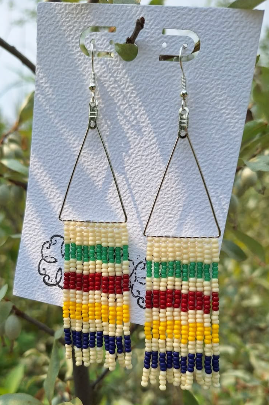 The Beaded Fringe Earrings - HBC long triangles