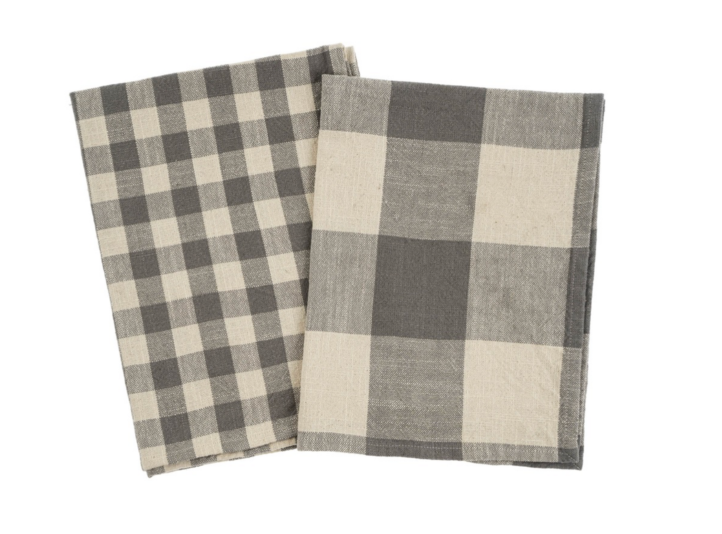 Gingham Check Tea Towels S/2, Grey