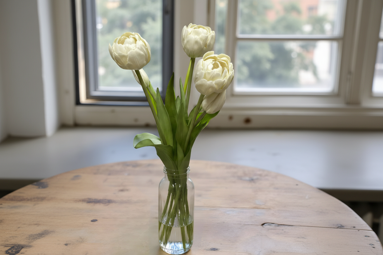White Avant Garde Peony & Tulip 15"