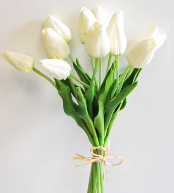 Dozen 14" Real Touch Cream mini tulip bunch