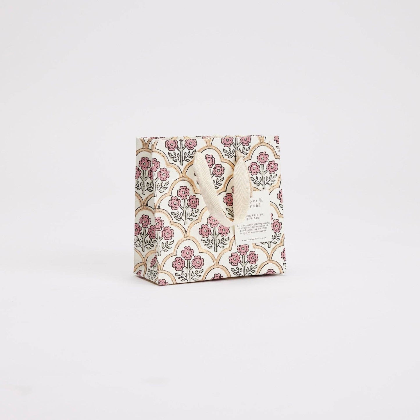 Hand Block Printed Gift Bags (Small) - Pink Earth