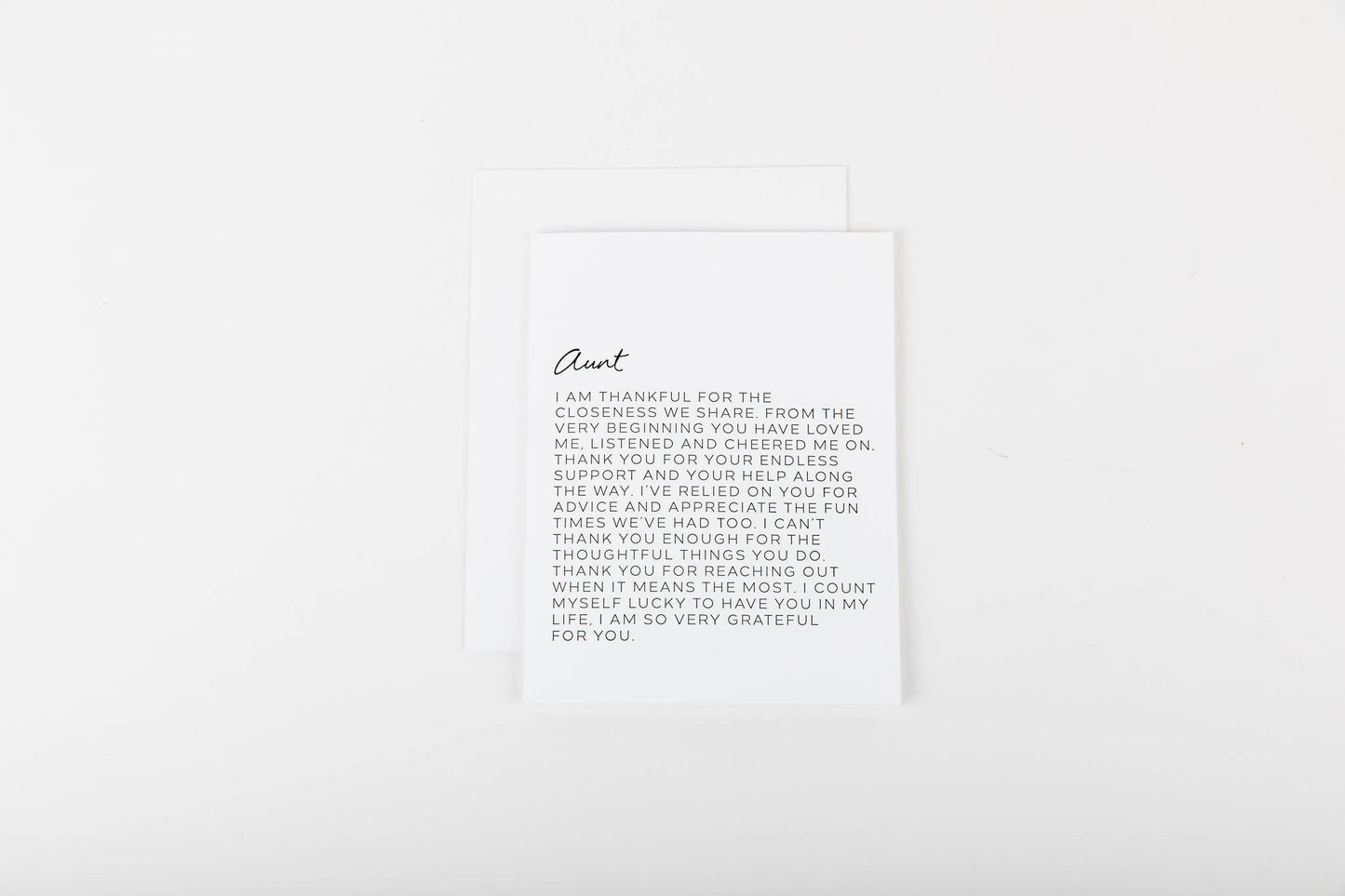 Dear Aunt Black Letterpress Everyday Greeting Card