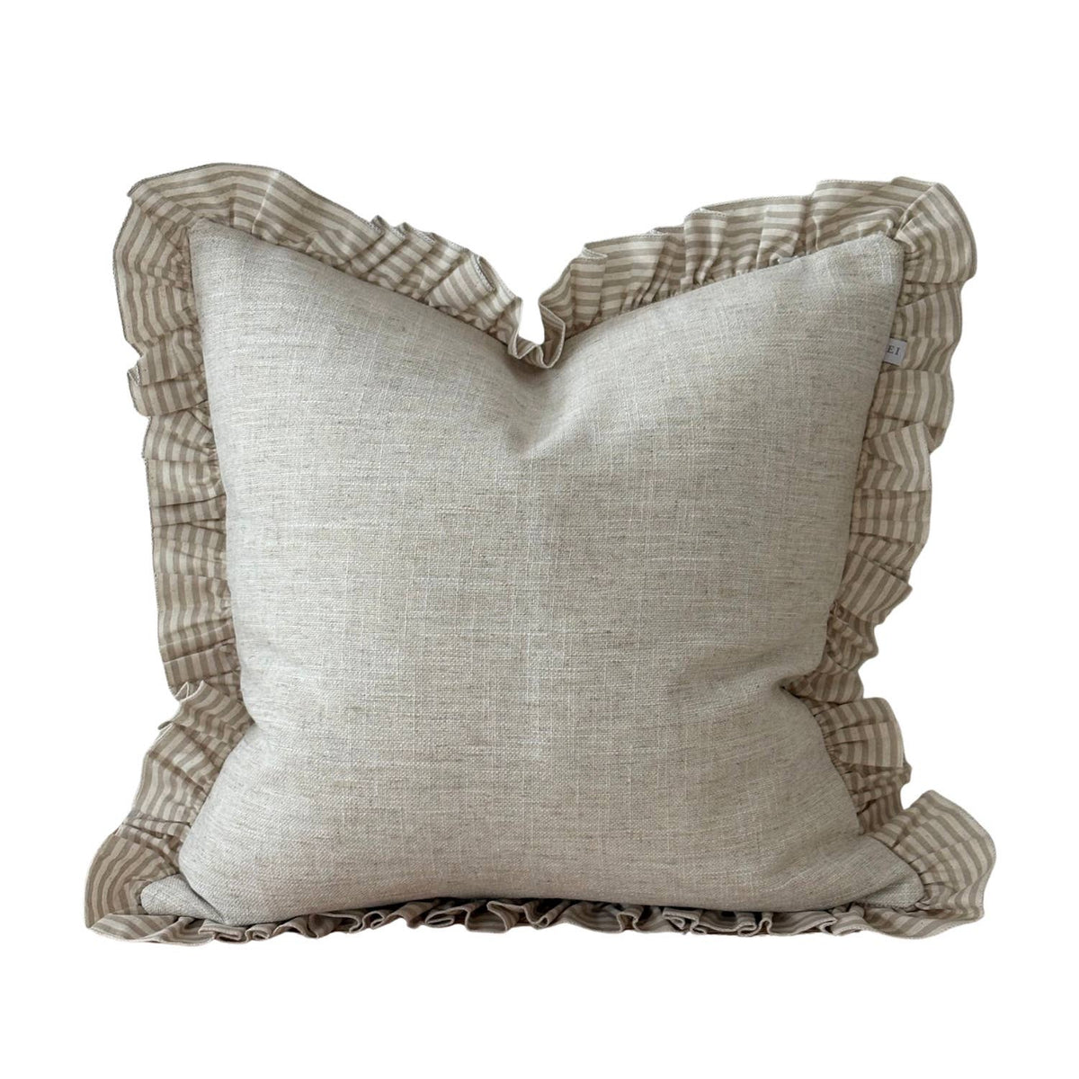 Bella Beige Stripe Ruffle Pillow