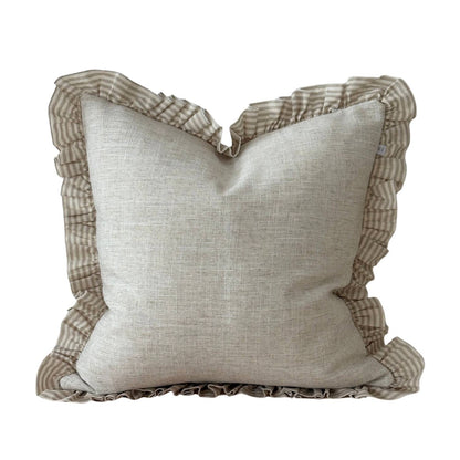 Bella Beige Stripe Ruffle Pillow