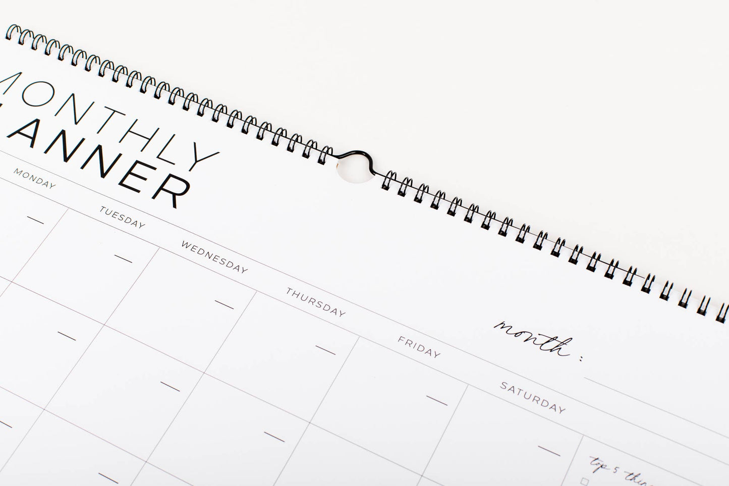 Monthly Calendar - Undated Calendar (Large + Wire)