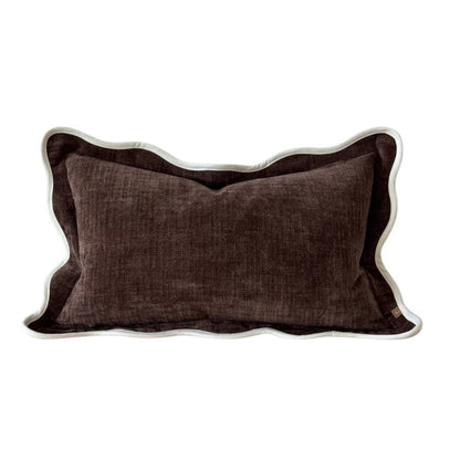 Chloe Dark Brown Scalloped Edge Lumbar Pillow