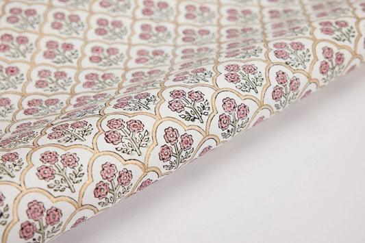 Block Printed Wrapping Paper - Trellis Pink Earth