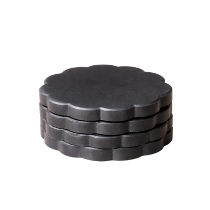 Black Marble Scalloped Coasters