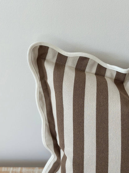 Chloe Brown Stripe Scalloped Edge