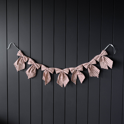 Striped Cranberry Bow Garland