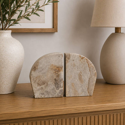 Caprie Beige Marble Bookends