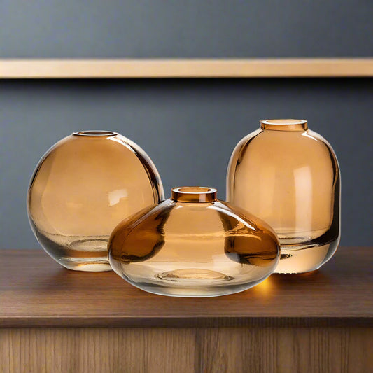 Amber glass bud vase