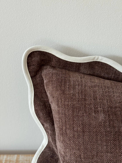 Chloe Dark Brown Scalloped Edge Lumbar Pillow