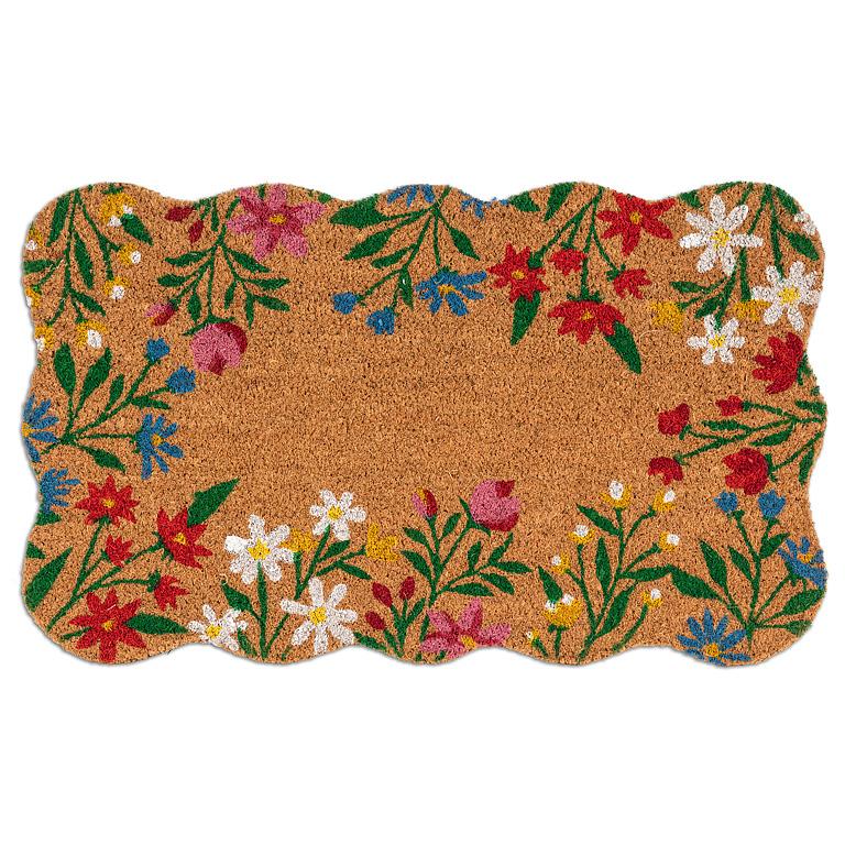Scalloped Floral Border Doormat