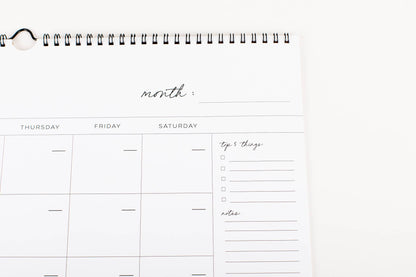 Monthly Calendar - Undated Calendar (Large + Wire)