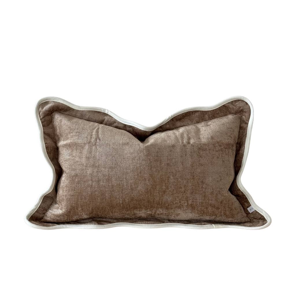 Chloe Coffee Scalloped Edge Lumbar Pillow