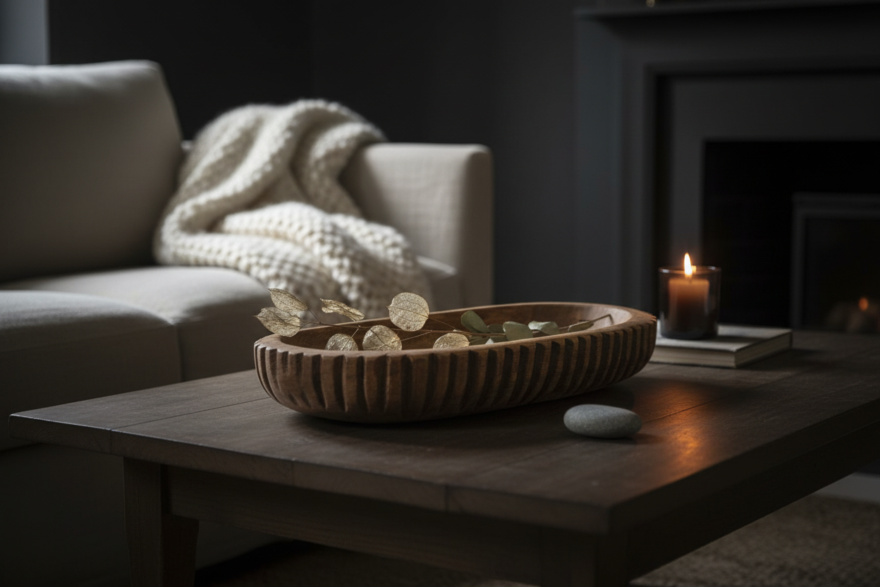 Wood Ribbed Dough Bowl