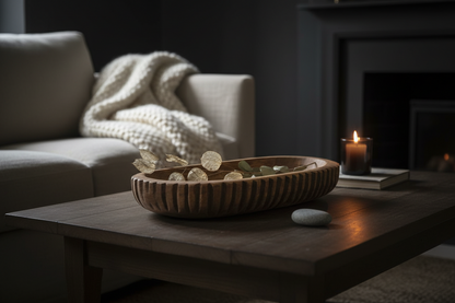 Wood Ribbed Dough Bowl