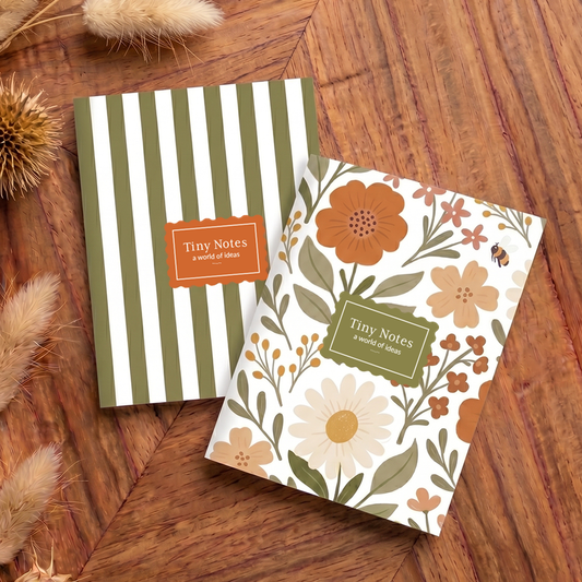 Flowers & Green Stripes | Pocket Notebook Set