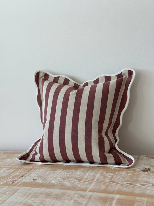 Chloe Plum Stripe Scalloped Edge