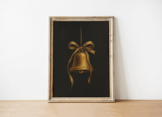Gold Bell Holiday Art Print 8x10in
