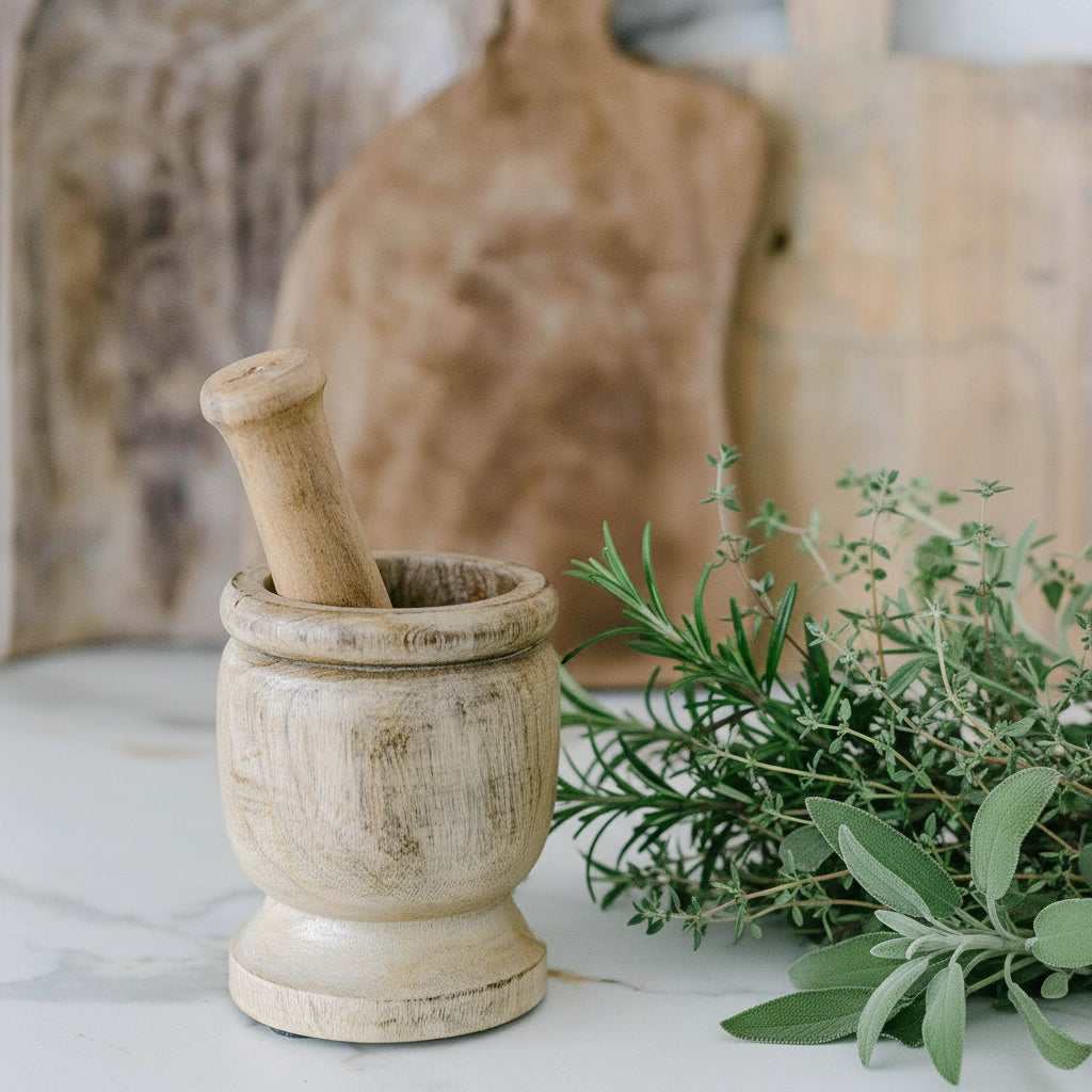 Wooden Mortar and Pestle