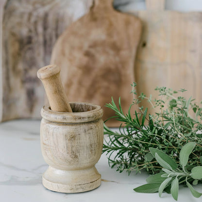 Wooden Mortar and Pestle