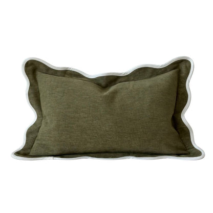 Chloe Olive Scalloped Edge Lumbar Pillow