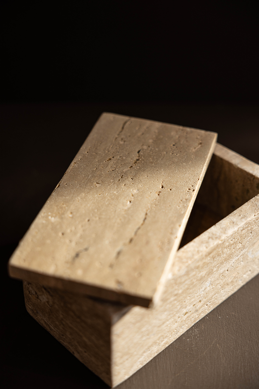 Sena Travertine Lidded Box