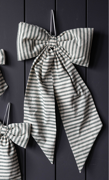 Striped Green Bow Large