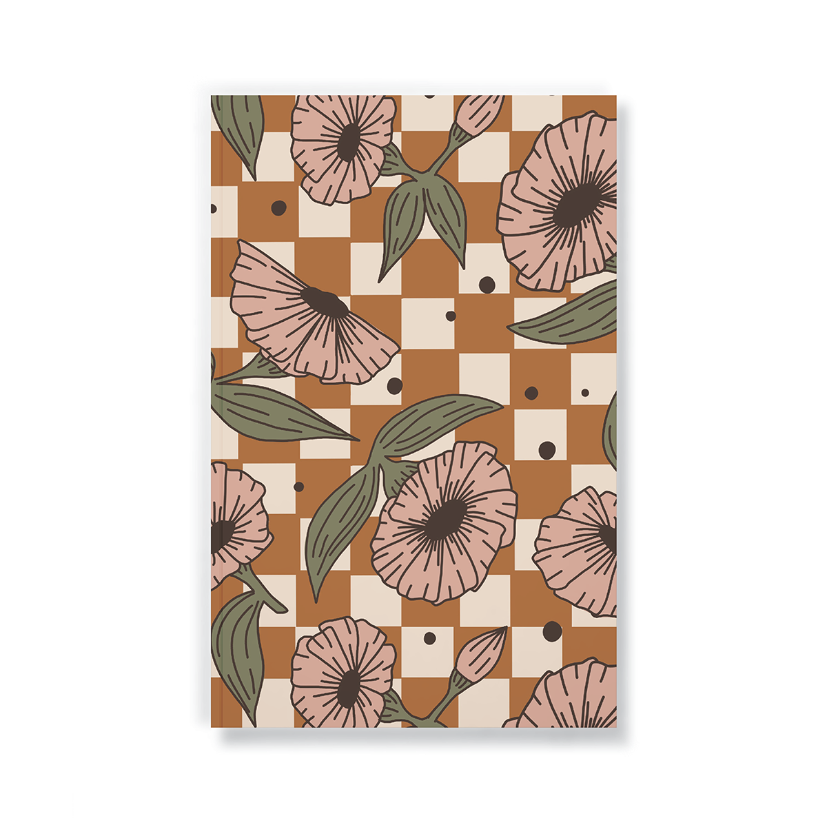 Checks and Flowers Notebook