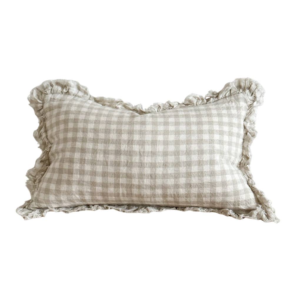 Hallie Gingham Ruffled Edge Lumbar Pillow