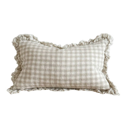 Hallie Gingham Ruffled Edge Lumbar Pillow