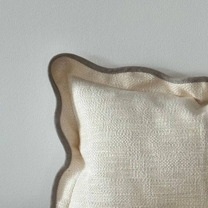 Chloe Cream & Greige Scalloped Edge Lumbar Pillow