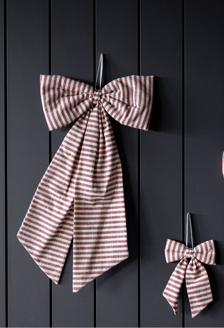 Striped Cranberry Bow Large